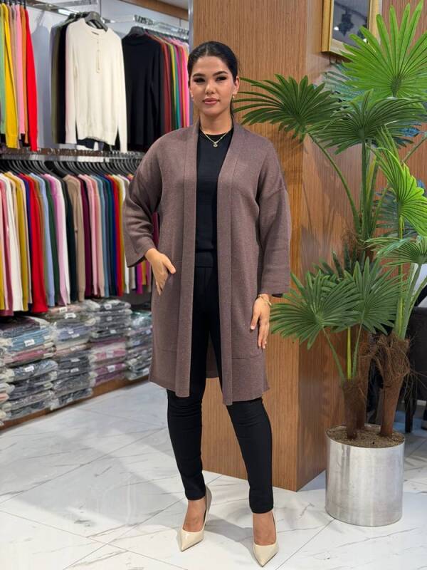 KADIN TRİKO HIRKA VİZON (L-XL-XXL) - 2
