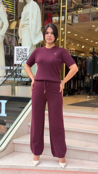 Kadın Triko Pantolon BORDO (M-L-XL) - Kazee
