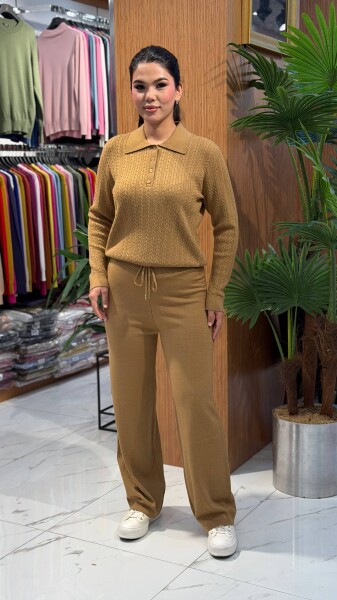Kadın Triko saçlı Pantolon CAMEL (M-L-XL) - Kazee