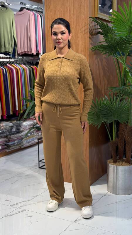 Kadın Triko saçlı Pantolon CAMEL (M-L-XL) - 1