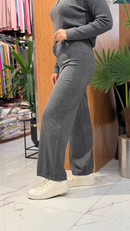 Kadın Triko saçlı Pantolon GRİ MELANJ (M-L-XL) - 2