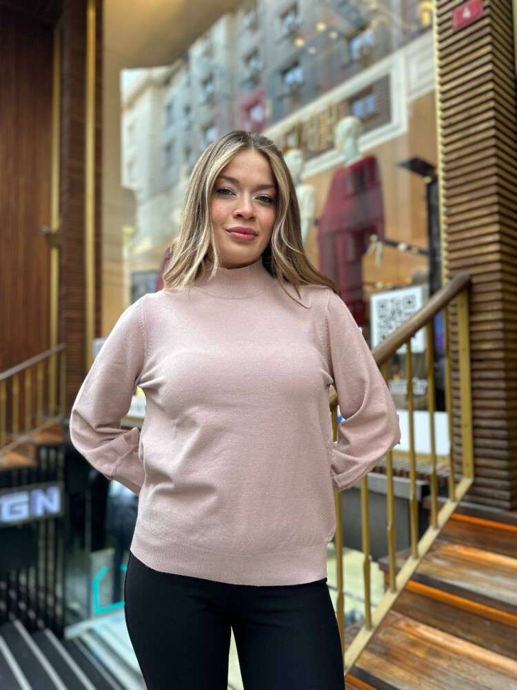 كنزة صوفية أساسية بلون البودرة - 32132 | كازي (مجموعة من 3 قطع S-M-L) - 3