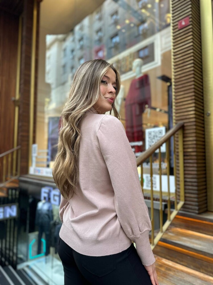 كنزة صوفية أساسية بلون البودرة - 32132 | كازي (مجموعة من 3 قطع S-M-L) - 6