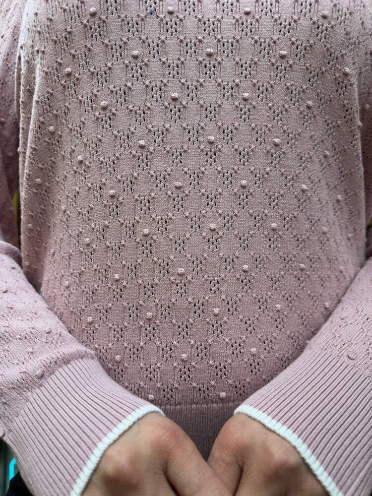 كنزة صوفية بياقة واقفة بلون البودرة - 32101 | كازي (مجموعة من 3 قطع بمقاسات M-L-XL) - 5