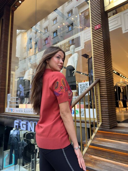 كنزة صوفية محبوكة - ياقة واقفة - لون بني فاتح - 32194 | كازي (مجموعة من 3 قطع L-XL-2XL) - 4