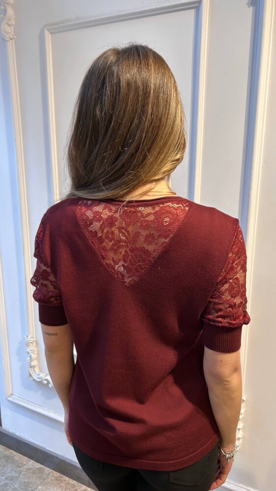 كنزة محبوكة - بتفاصيل من التول - أحمر - 31412 | كازي (مجموعة من 4 قطع بمقاسات M-L-XL-2XL) - 4