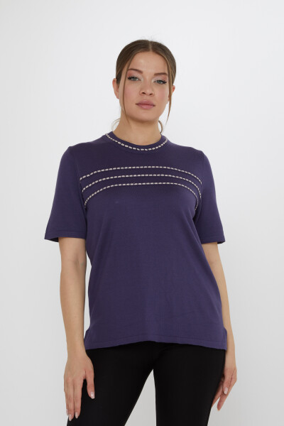 كنزة صوفية محبوكة - موديل أمريكي - بنفسجي - 30352 | كازي (مجموعة من 4 قطع L-XL-2XL-3XL) - 1