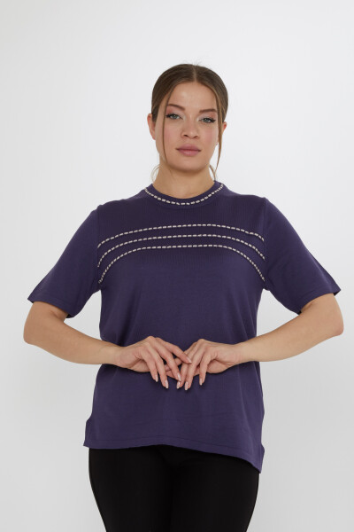 كنزة صوفية محبوكة - موديل أمريكي - بنفسجي - 30352 | كازي (مجموعة من 4 قطع L-XL-2XL-3XL) - 2