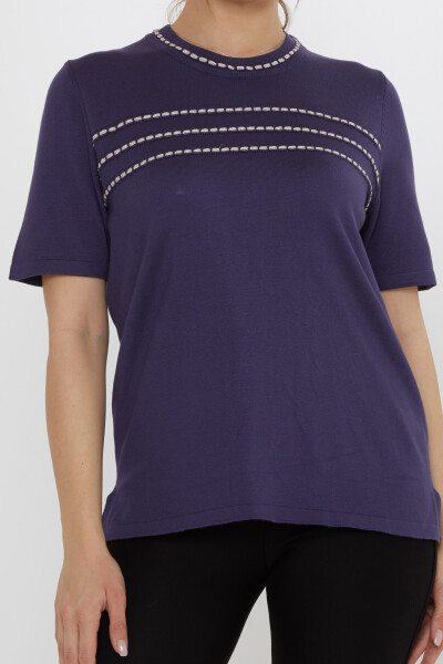 كنزة صوفية محبوكة - موديل أمريكي - بنفسجي - 30352 | كازي (مجموعة من 4 قطع L-XL-2XL-3XL) - 3