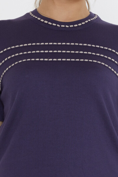 كنزة صوفية محبوكة - موديل أمريكي - بنفسجي - 30352 | كازي (مجموعة من 4 قطع L-XL-2XL-3XL) - 4
