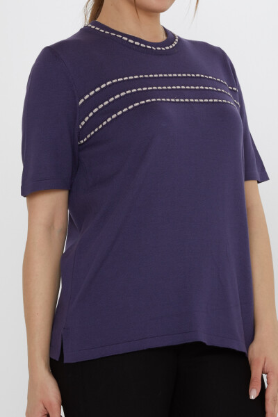 كنزة صوفية محبوكة - موديل أمريكي - بنفسجي - 30352 | كازي (مجموعة من 4 قطع L-XL-2XL-3XL) - 5