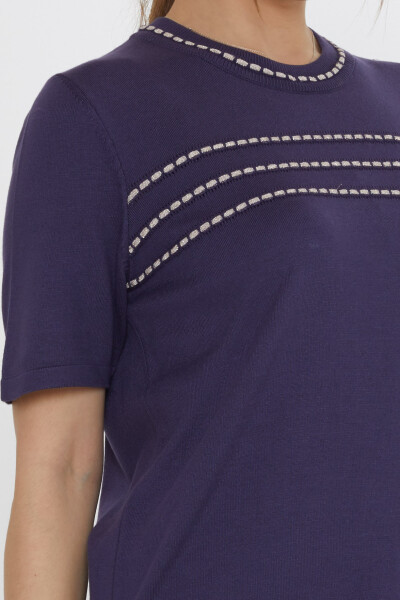 كنزة صوفية محبوكة - موديل أمريكي - بنفسجي - 30352 | كازي (مجموعة من 4 قطع L-XL-2XL-3XL) - 6
