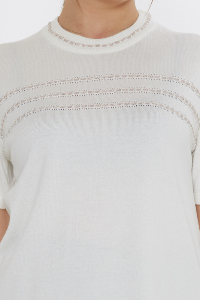 كنزة صوفية محبوكة - طراز أمريكي - لون بيج فاتح - 30352 | كازي (مجموعة من 4 قطع بمقاسات L-XL-2XL-3XL) - 4