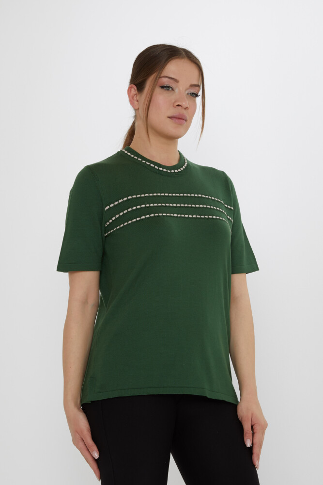 كنزة صوفية محبوكة - موديل أمريكي - أخضر زمردي - 30352 | كازي (مجموعة من 4 قطع L-XL-2XL-3XL) - 2