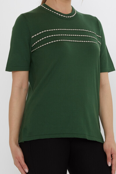 كنزة صوفية محبوكة - موديل أمريكي - أخضر زمردي - 30352 | كازي (مجموعة من 4 قطع L-XL-2XL-3XL) - 5