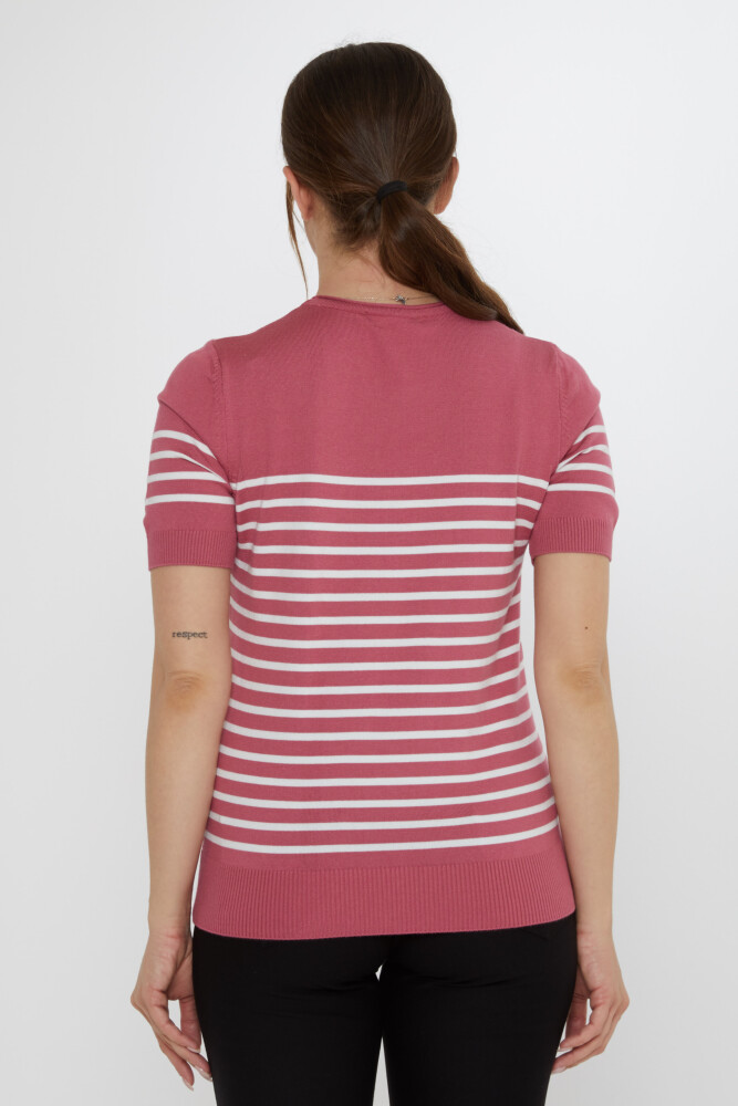 كنزة صوفية مخططة، لون وردي فاتح - بيج - 30396 | كازي (مجموعة من 4 قطع بمقاسات M-L-XL-2XL) - 5