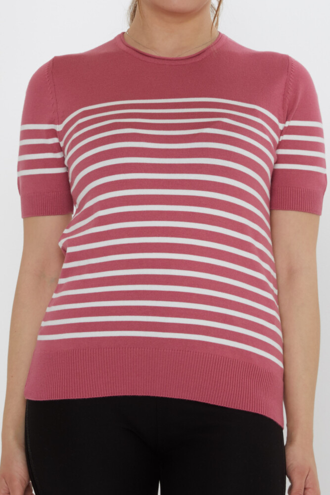 كنزة صوفية مخططة، لون وردي فاتح - بيج - 30396 | كازي (مجموعة من 4 قطع بمقاسات M-L-XL-2XL) - 3