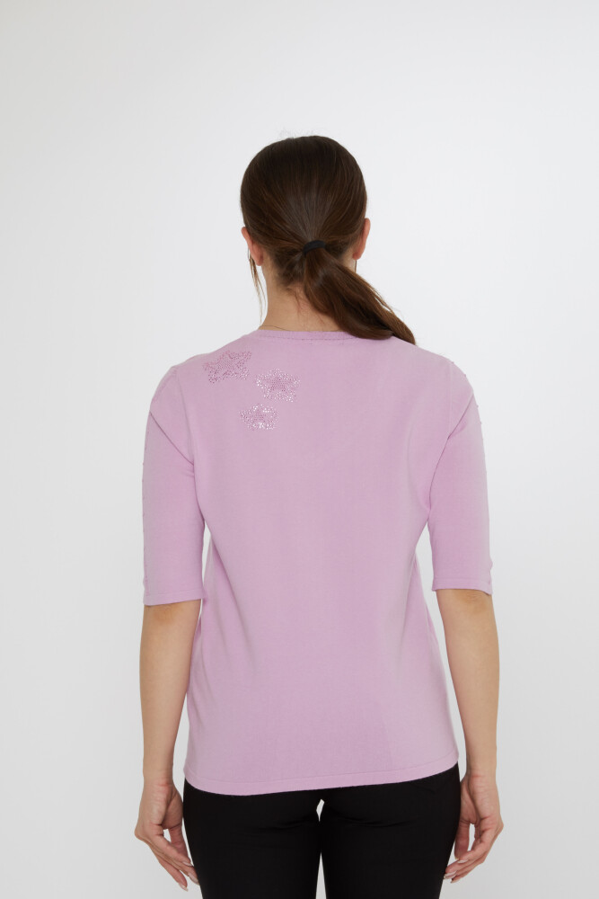 كنزة صوفية محبوكة - مطرزة بنجمة - أرجواني فاتح - 31779 | كازي (طقم من 3 قطع M-L-XL) - 7