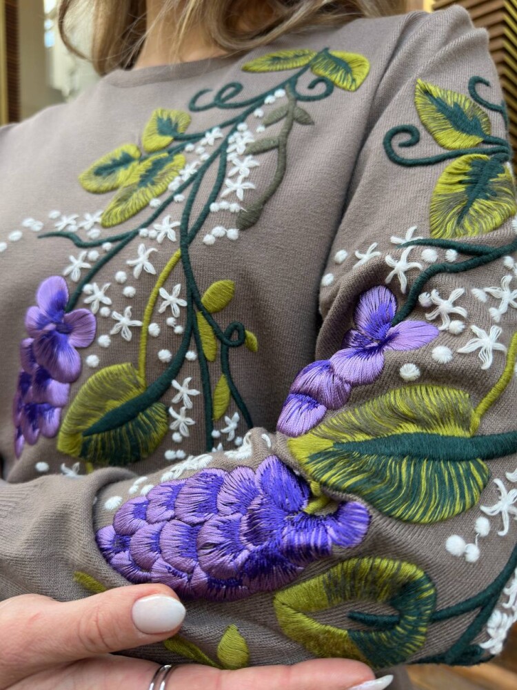 كنزة صوفية محبوكة برقبة دائرية، بيج - 32253 | كازي (طقم من 3 قطع L-XL-2XL) - 5