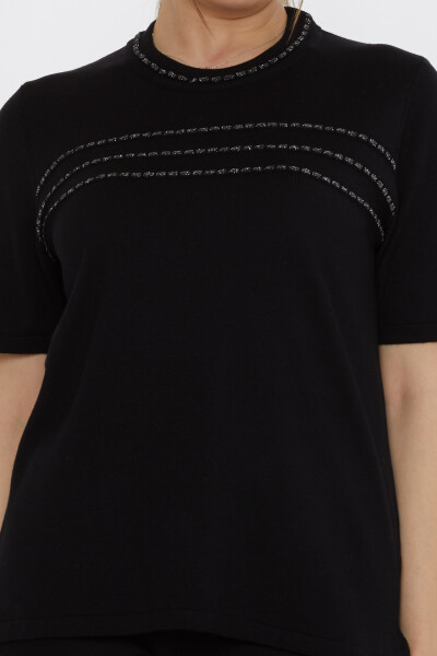كنزة صوفية محبوكة - طراز أمريكي - أسود - 30352 | كازي (مجموعة من 4 قطع بمقاسات L-XL-2XL-3XL) - 4