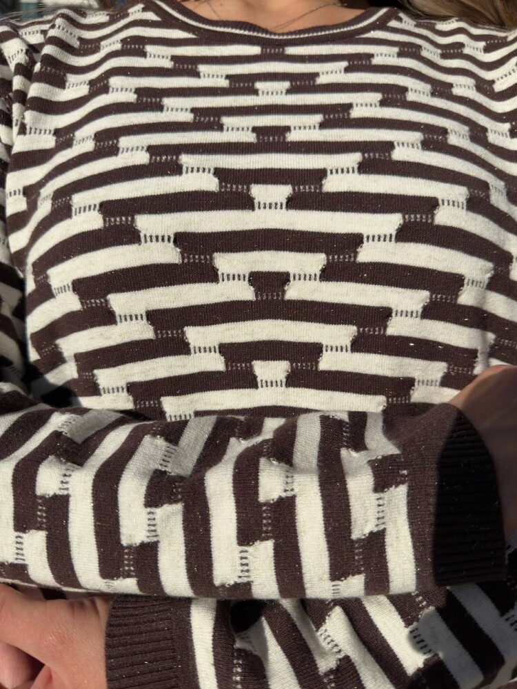 كنزة محبوكة - متدرجة الألوان - بني - 32195 | كازي (طقم من 3 قطع M-L-XL) - 5