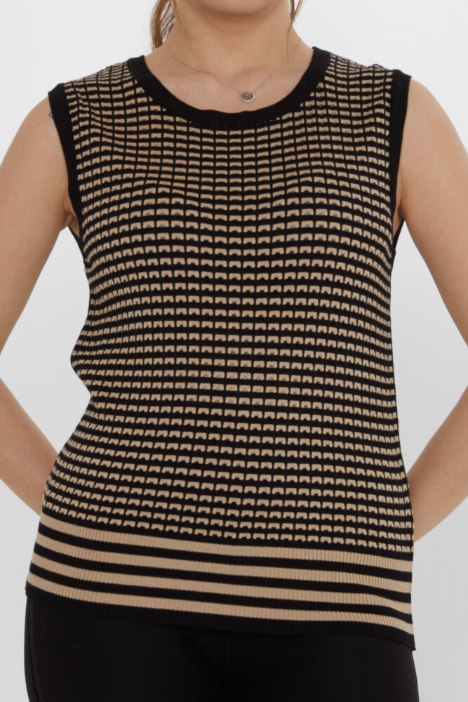 كنزة صوفية منقوشة، أسود-بيج - 31704 | كازي (طقم من 3 قطع S-M-L) - 3