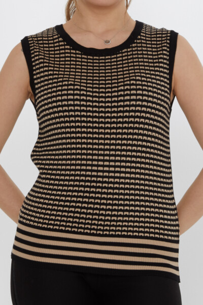 كنزة صوفية منقوشة، أسود-بيج - 31704 | كازي (طقم من 3 قطع S-M-L) - 3