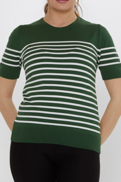 كنزة صوفية مخططة، لون أخضر زمردي-بيج - 30396 | كازي (مجموعة من 4 قطع M-L-XL-2XL) - 3