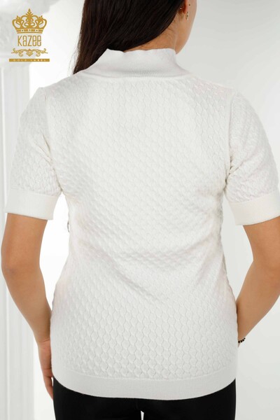 كنزة تريكو نسائية بالجملة - موديل أمريكي - أساسي - بيج فاتح - 30119 | كازي - 6