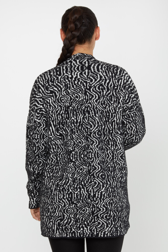 Kardigan Angora Dwukolorowy Kieszenie Czarny - 30121 | KAZEE (zestaw 3 sztuk M-L-XL) - 5