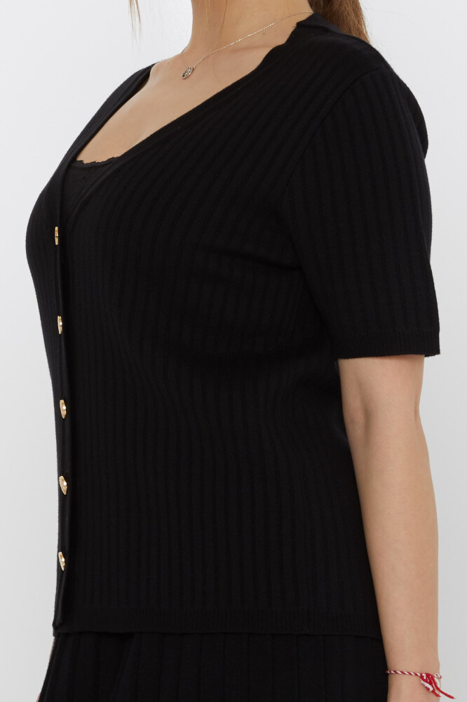 Kardigan dzianinowy z krótkim rękawem czarny - 30701 | KAZEE (zestaw 3 sztuk M-L-XL) - 5