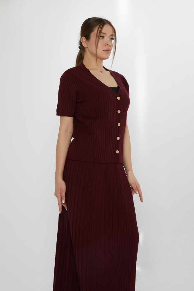 Kardigan dzianinowy z krótkim rękawem śliwkowy - 30701 | KAZEE (zestaw 3 sztuk M-L-XL) - 2