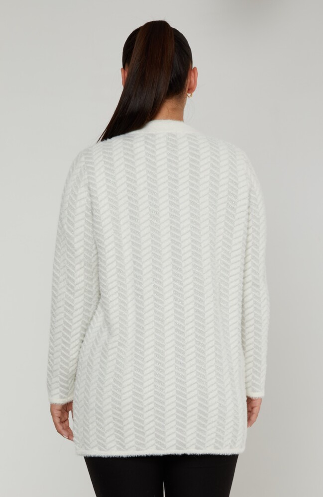 كارديجان أنجورا بتفاصيل جيوب - بيج فاتح - 30816 | كازي (مجموعة من 4 مقاسات L-XL-2XL-3XL) - 5