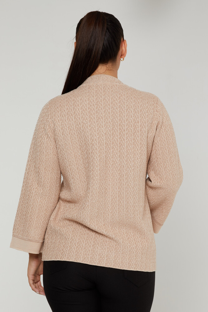 كارديجان محبوك لامع باللون البيج الانتقالي - 30710 | كازي (مجموعة من 4 مقاسات M-L-XL-2XL) - 5