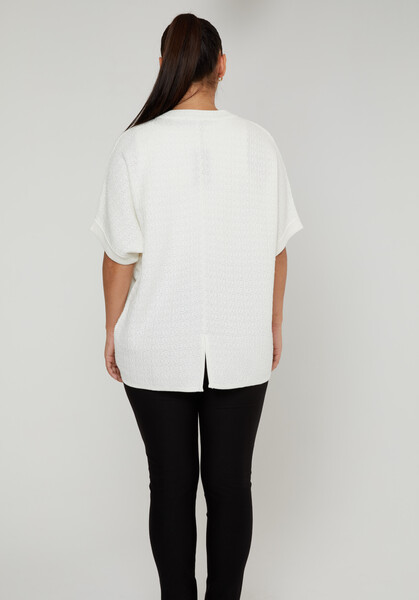 كارديجان محبوك مع تفاصيل مشبك - بيج فاتح - 30708 | كازي (مجموعة من 4 مقاسات M-L-XL-2XL) - 5