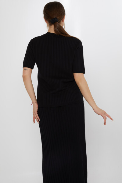 كارديجان محبوك بأكمام قصيرة أسود - 30701 | كازي (مجموعة من 3 مقاسات M-L-XL) - 6