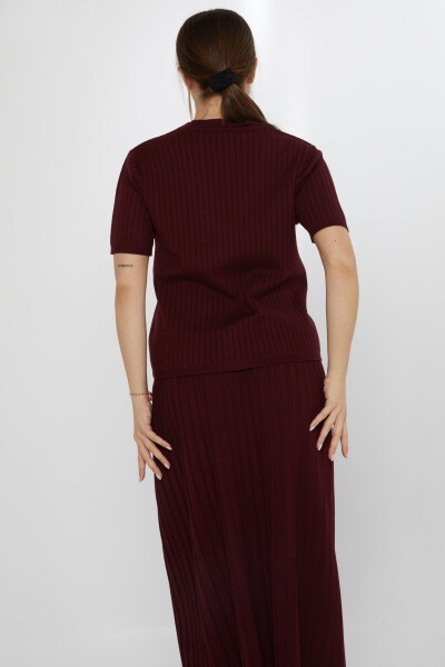 كارديجان محبوك بأكمام قصيرة لون أرجواني - 30701 | كازي (مجموعة من 3 مقاسات M-L-XL) - 6