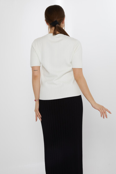 كارديجان محبوك بأكمام قصيرة لون بيج فاتح - 30701 | كازي (مجموعة من 3 مقاسات M-L-XL) - 6