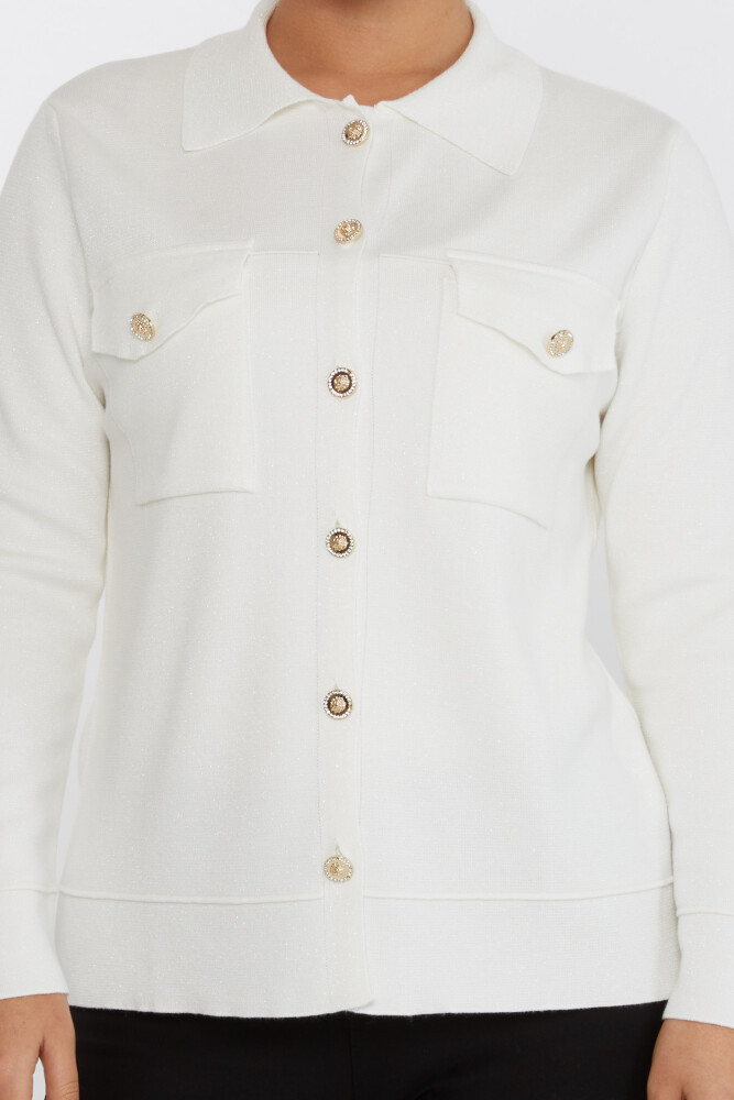 كارديجان محبوك بتفاصيل جيوب - بيج فاتح - 30693 | كازي (مجموعة من 4 مقاسات M-L-XL-2XL) - 3