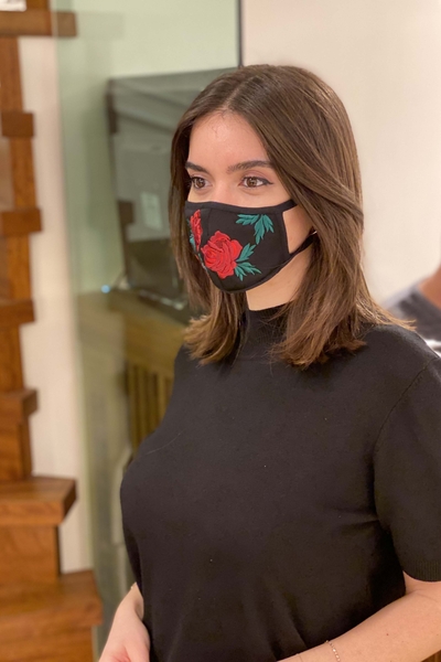 Kazee - Toptan Kadın Maske Gül Detaylı - 368 | KAZEE