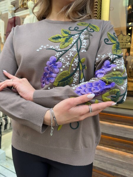 Knitted Sweater Crew Neck Beige - 32253 | KAZEE (3-Piece Set L-XL-2XL) - 4