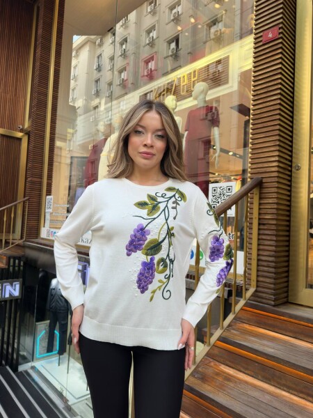 Knitted Sweater Crew Neck Ecru - 32253 | KAZEE (3-Piece Set L-XL-2XL) - 2