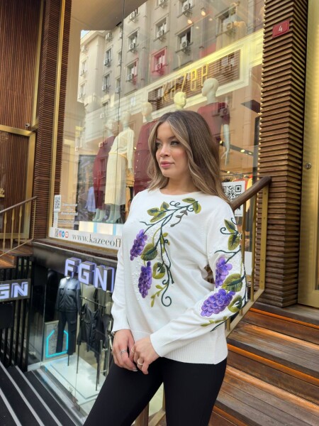 Knitted Sweater Crew Neck Ecru - 32253 | KAZEE (3-Piece Set L-XL-2XL) - 3