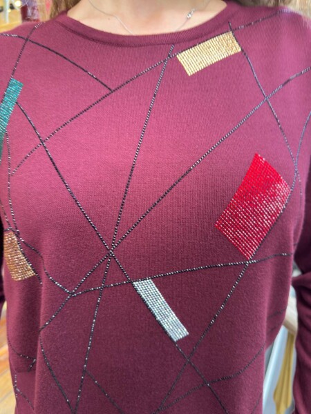 Knitted Sweater with Crew Neck, Purple - 31874 | KAZEE (3-Piece Set XL-2XL-3XL) - 4