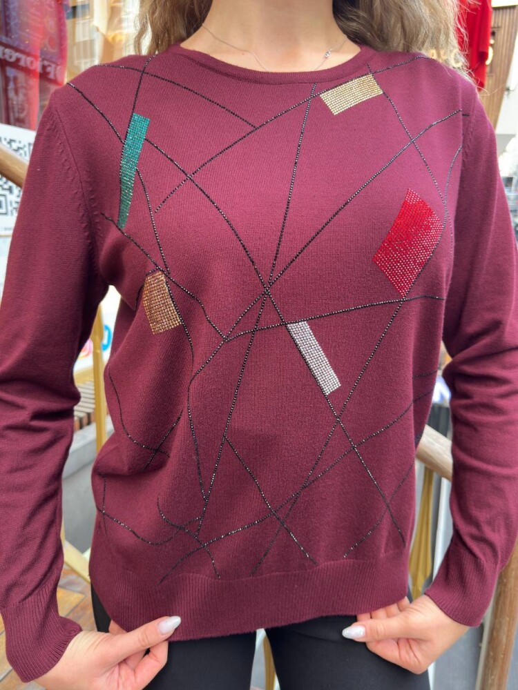 Knitted Sweater with Crew Neck, Purple - 31874 | KAZEE (3-Piece Set XL-2XL-3XL) - 5