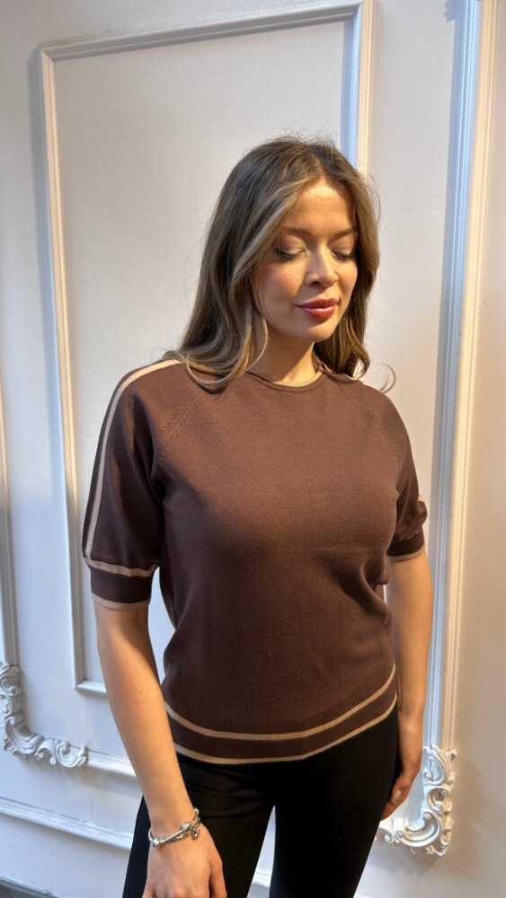 Knitted Sweater Striped Detail, Brown - 32437 | KAZEE (3-Piece Set L-XL-2XL) - 2