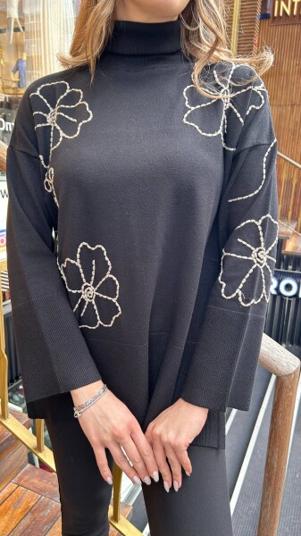 Knitted Turtleneck Sweater Black - 32251 | KAZEE (3-Piece Set M-L-XL) - 3