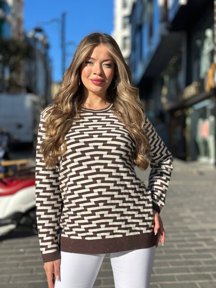 Knitted Sweater - Gradient - Brown - 32195 | KAZEE (3-Piece Set M-L-XL) - 2