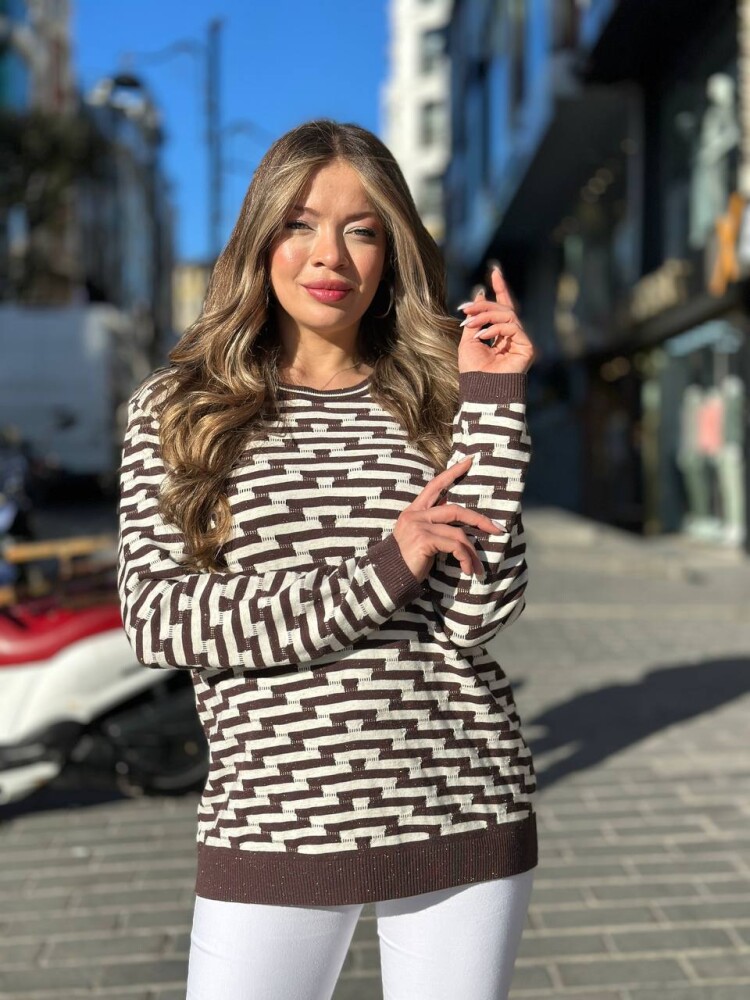 Knitted Sweater - Gradient - Brown - 32195 | KAZEE (3-Piece Set M-L-XL) - 3