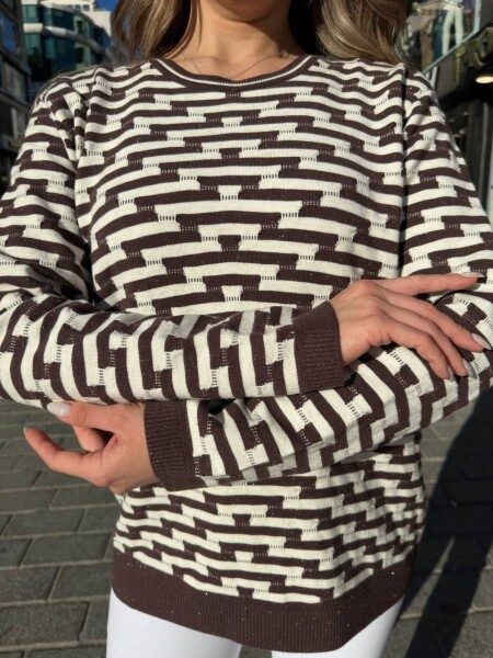 Knitted Sweater - Gradient - Brown - 32195 | KAZEE (3-Piece Set M-L-XL) - 4